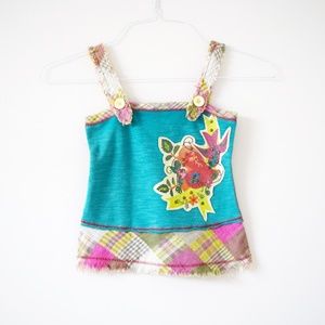 HANNAH BANANA Teal Green Bohemian Boho Patchwork Plaid Tank Top | Size S